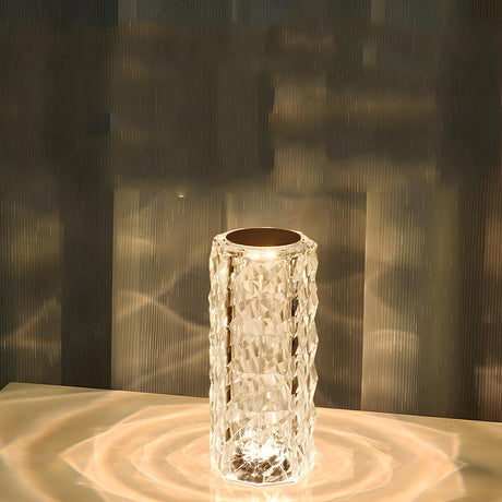 Luxury Faceted Design Pillar Crystal LED Table Lamp Image - 1