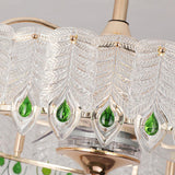 Luxury Feather 3 Blades Round Chandelier Fan with Light Image - 13