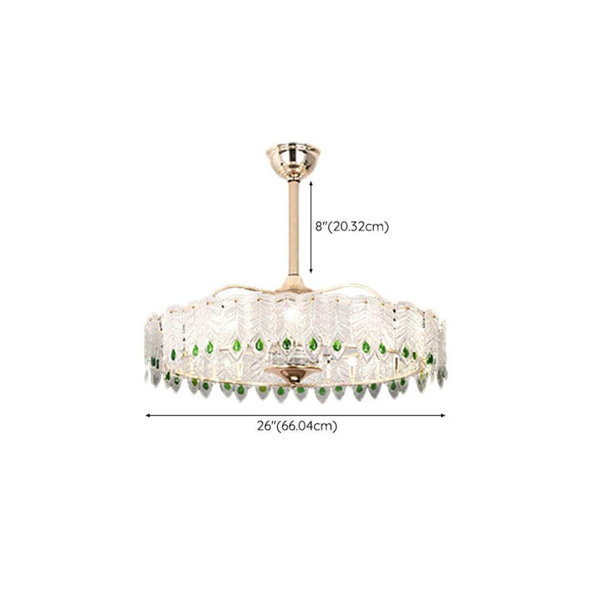 Luxury Feather 3 Blades Round Chandelier Fan with Light Image - 21