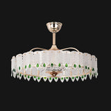 Luxury Feather 3 Blades Round Chandelier Fan with Light Image - 6