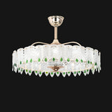 Luxury Feather 3 Blades Round Chandelier Fan with Light Image - 8