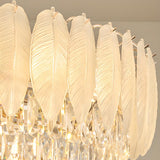 Luxury Feather Crystal Flush Mount Light Living Room Image - 14