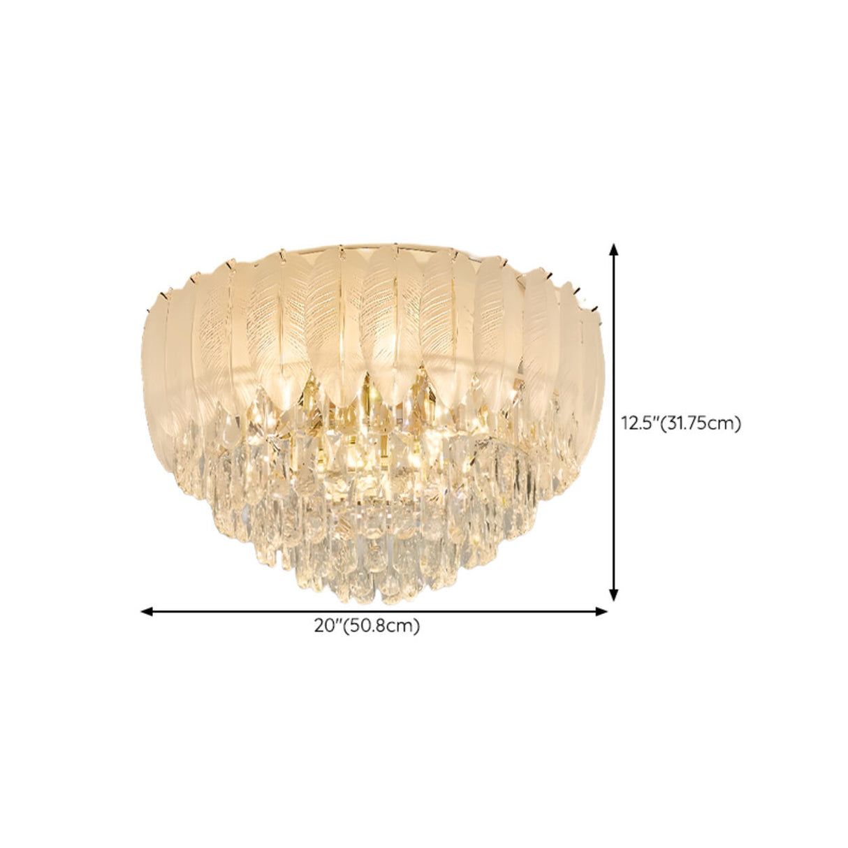 Luxury Feather Crystal Flush Mount Light Living Room 