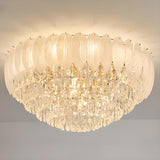 Luxury Feather Crystal Flush Mount Light Living Room Image - 5