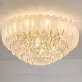 Luxury Feather Crystal Flush Mount Light Living Room Image - 7