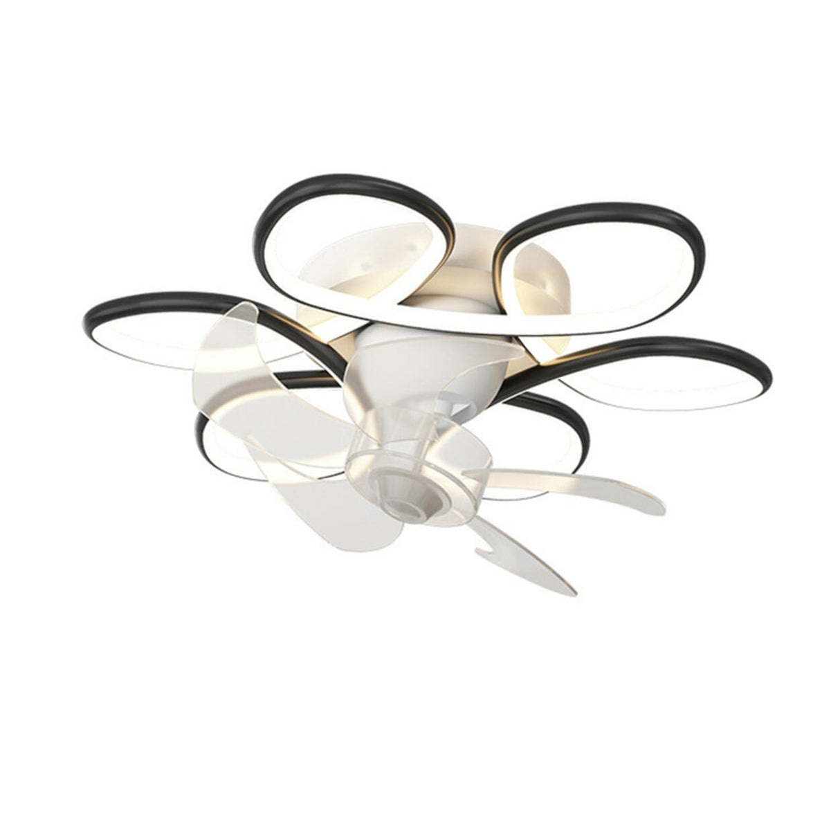 Luxury Floral Curved Metal LED Ceiling Fan with Light Image - 10