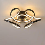 Luxury Floral Curved Metal LED Ceiling Fan with Light Image - 12