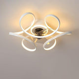 Luxury Floral Curved Metal LED Ceiling Fan with Light Image - 16