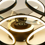 Luxury Floral Curved Metal LED Ceiling Fan with Light Image - 17