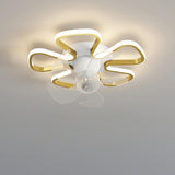 Luxury Floral Curved Metal LED Ceiling Fan with Light Image - 18