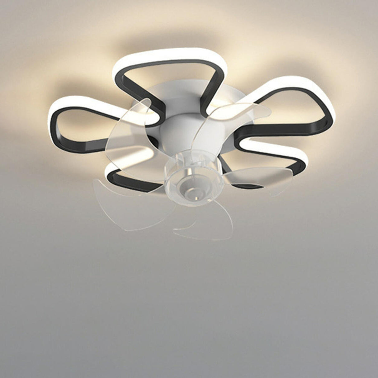 Luxury Floral Curved Metal LED Ceiling Fan with Light Image - 19