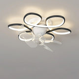 Luxury Floral Curved Metal LED Ceiling Fan with Light Image - 2