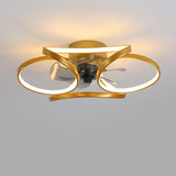 Luxury Floral Curved Metal LED Ceiling Fan with Light Image - 21