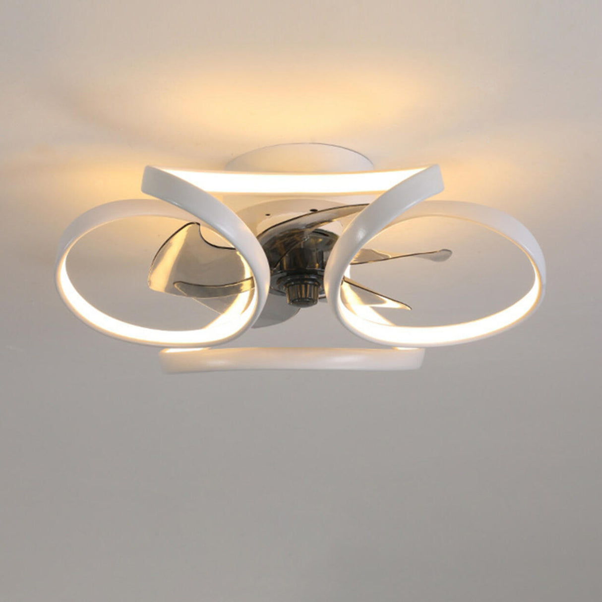 Luxury Floral Curved Metal LED Ceiling Fan with Light Image - 22