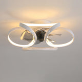 Luxury Floral Curved Metal LED Ceiling Fan with Light Image - 22