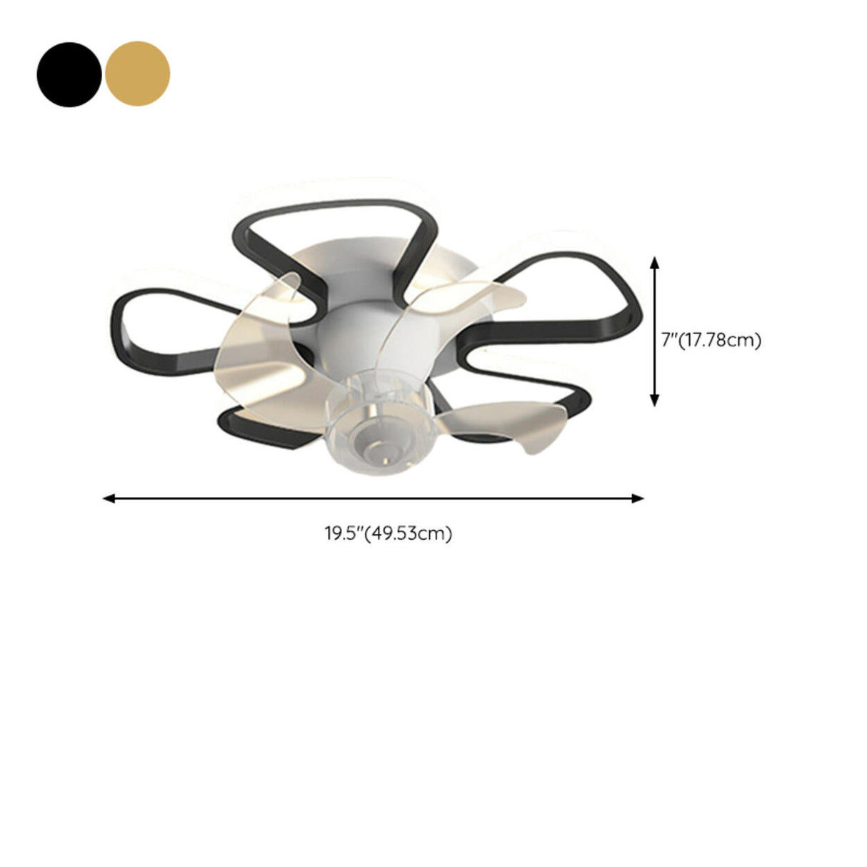 Luxury Floral Curved Metal LED Ceiling Fan with Light 