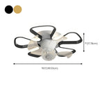 Luxury Floral Curved Metal LED Ceiling Fan with Light #size