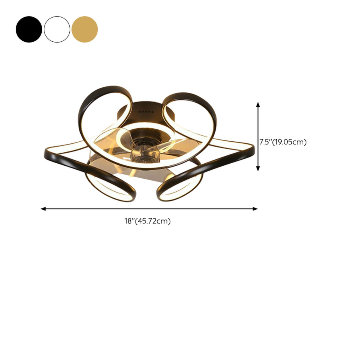 Luxury Floral Curved Metal LED Ceiling Fan with Light Image - 28