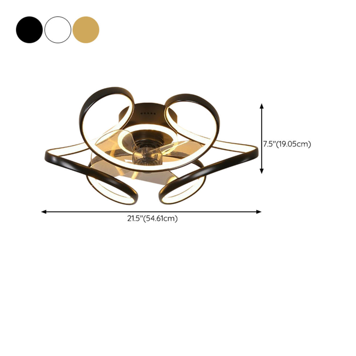 Luxury Floral Curved Metal LED Ceiling Fan with Light Image - 29