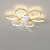 Luxury Floral Curved Metal LED Ceiling Fan with Light Image - 3