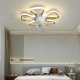 Luxury Floral Curved Metal LED Ceiling Fan with Light Image - 4