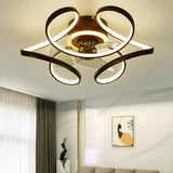 Luxury Floral Curved Metal LED Ceiling Fan with Light Image - 5