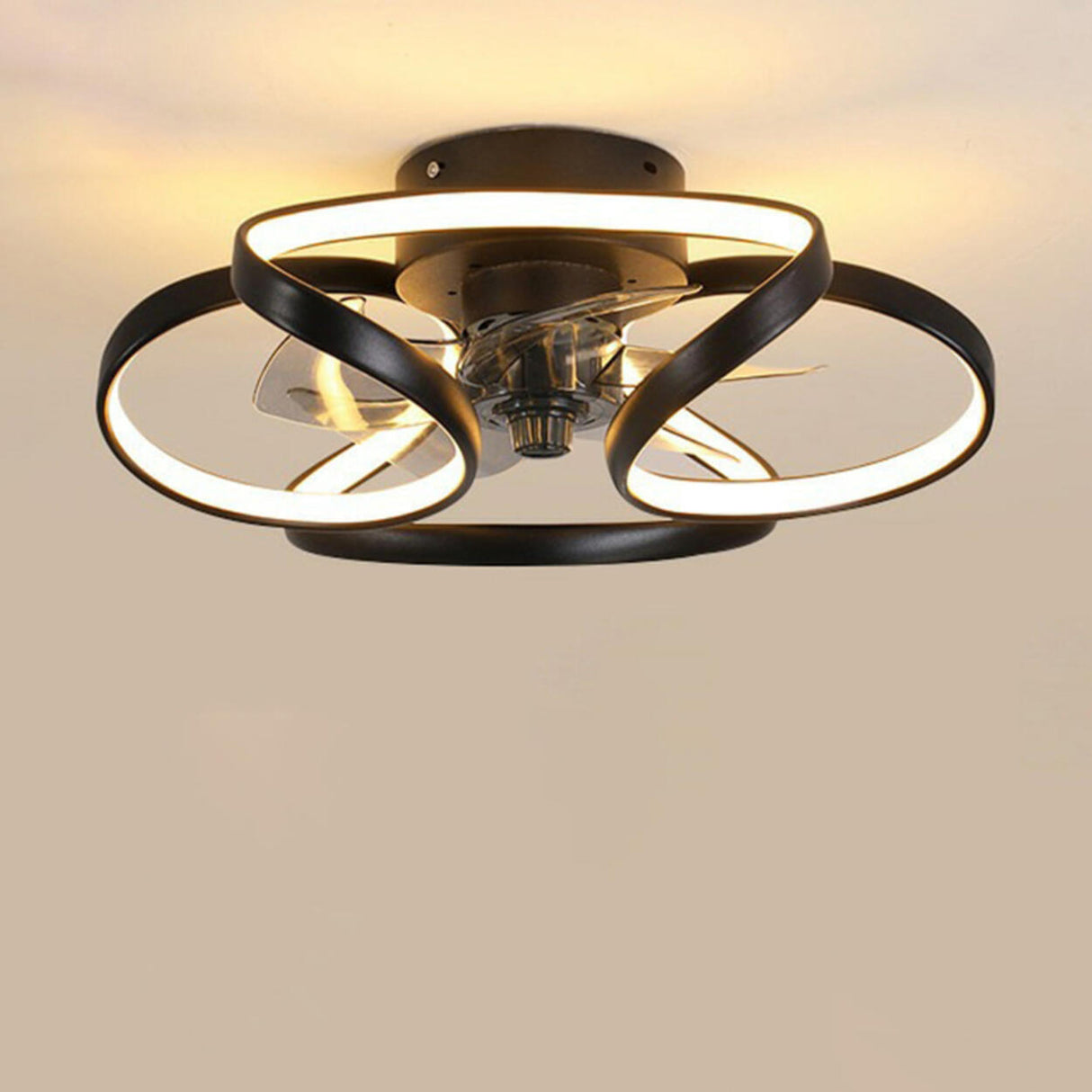 Luxury Floral Curved Metal LED Ceiling Fan with Light Image - 6