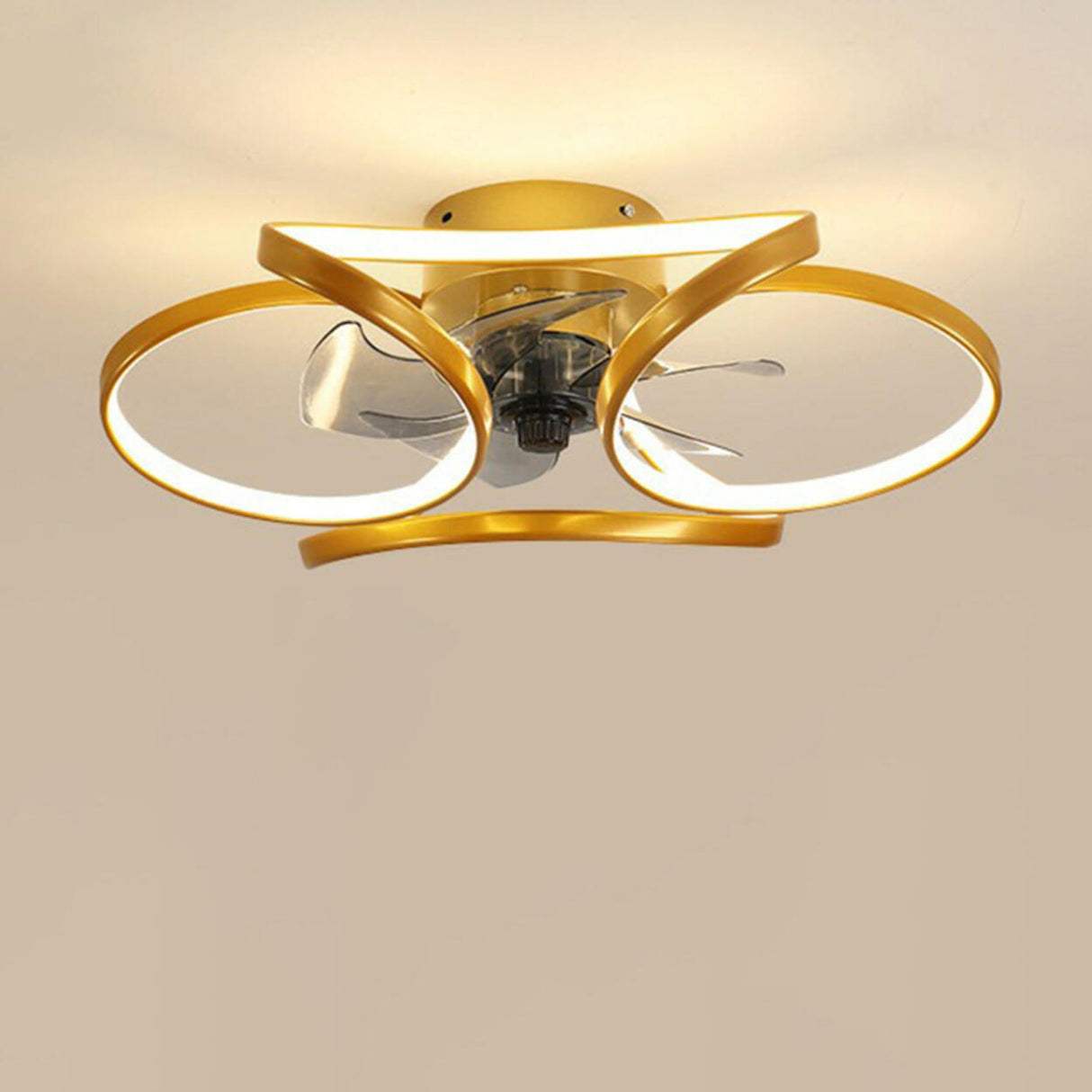 Luxury Floral Curved Metal LED Ceiling Fan with Light Image - 9