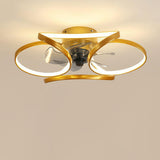 Luxury Floral Curved Metal LED Ceiling Fan with Light Image - 9