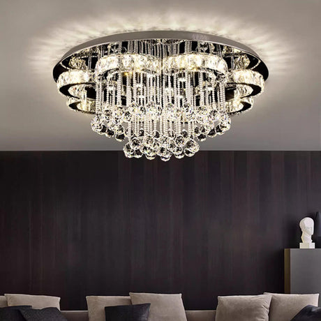 Luxury Floral Glass Drop Semi-Flush Mount Ceiling Light Image - 1