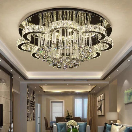 Luxury Floral Glass Drop Semi-Flush Mount Ceiling Light Image - 2