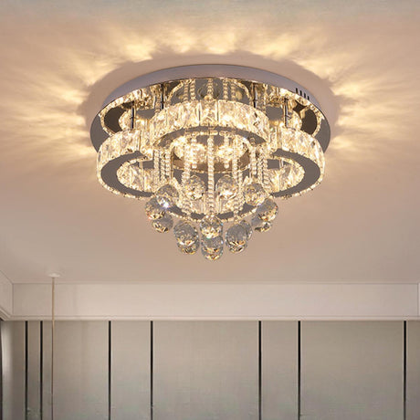 Luxury Flower Crystal Flush Mount Light Living Room Image - 2