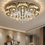 Luxury Flower Crystal Flush Mount Light Living Room Image - 4