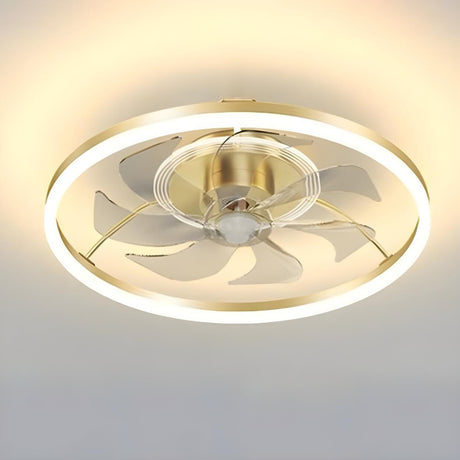 Luxury Flush Gold Crystal Ceiling Fan with LED Light Image - 2