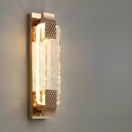 Luxury Geometric Crystal Panel Gold Wall Sconce Image - 2