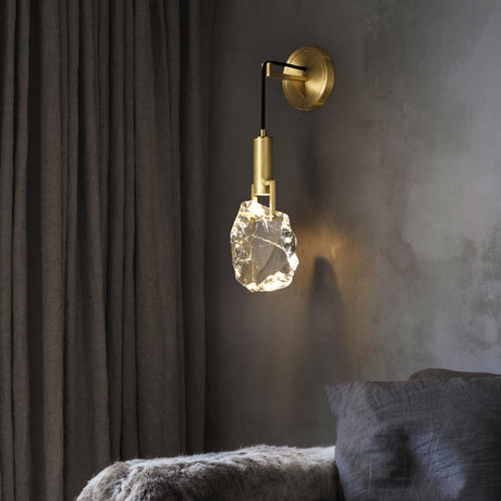 Luxury Geometric Gold Rock Crystal Wall Sconce Image - 1