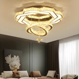 Luxury Geometric Spiral Crystal LED Flush Mount Light Image - 13