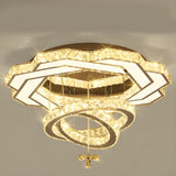 Luxury Geometric Spiral Crystal LED Flush Mount Light Image - 5