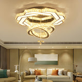 Luxury Geometric Spiral Crystal LED Flush Mount Light Image - 6