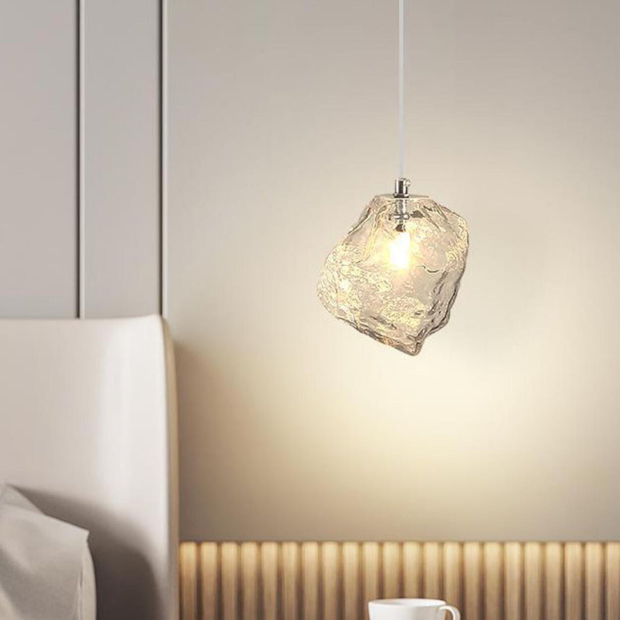 Luxury Geometric Transparent Glass Pendant Light Image - 2