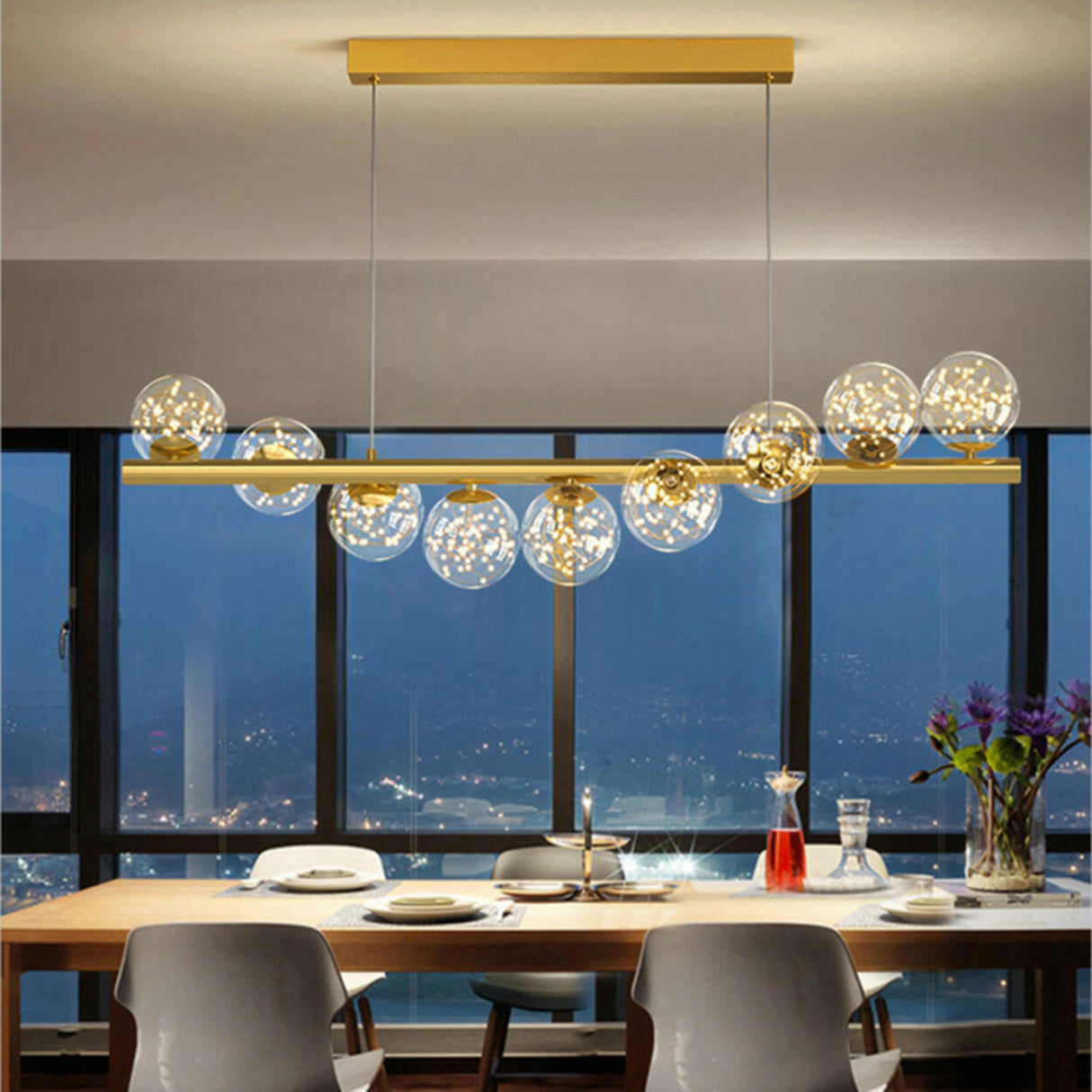 Luxury Globe Glass V-Shaped Island Pendant Light Image - 6