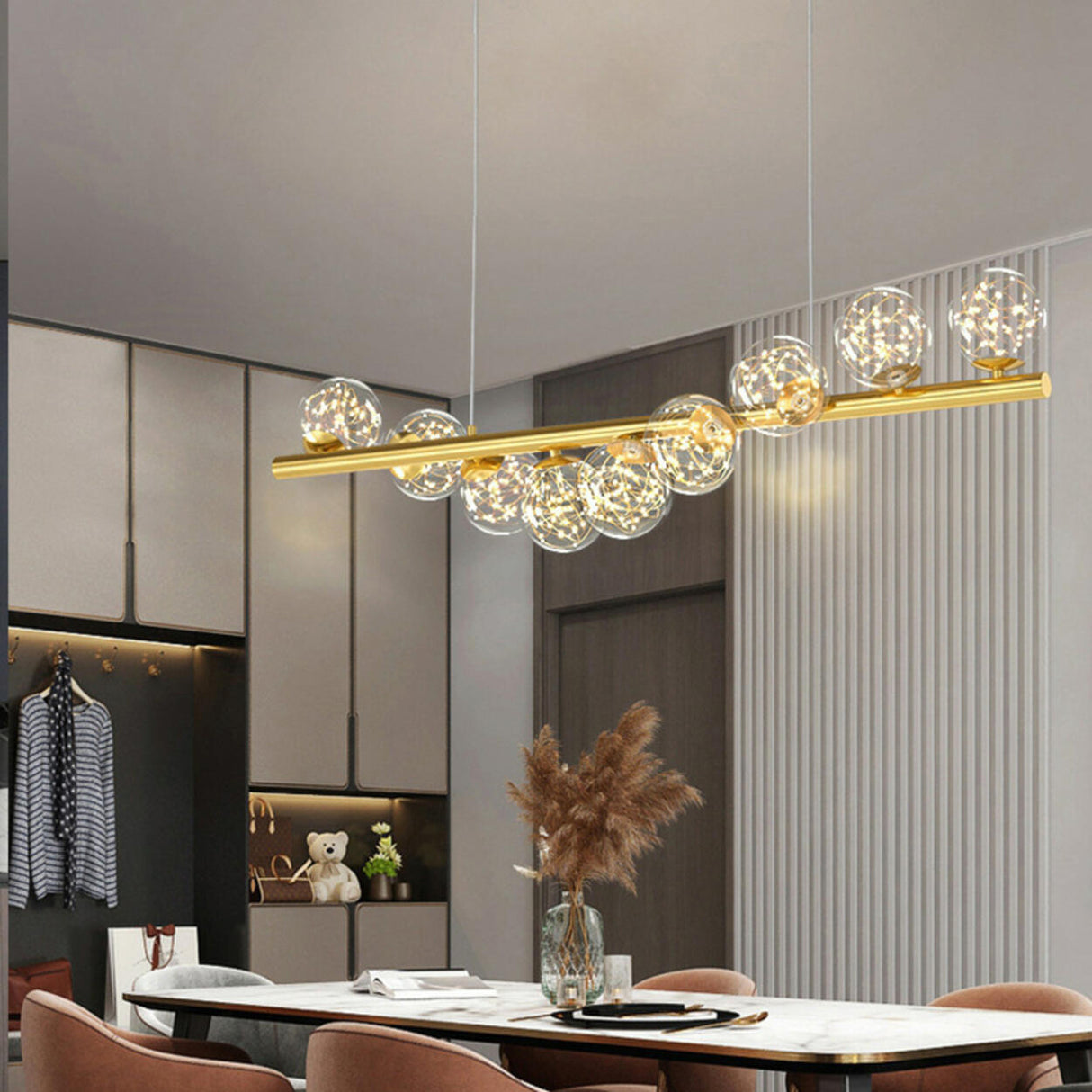 Luxury Globe Glass V-Shaped Island Pendant Light Image - 8