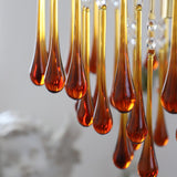 Luxury Gold Amber Glass Teardrop Cascading Chandelier Image - 13