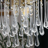 Luxury Gold Amber Glass Teardrop Cascading Chandelier Image - 15