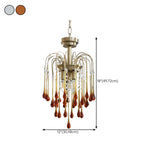 Luxury Gold Amber Glass Teardrop Cascading Chandelier Image - 21