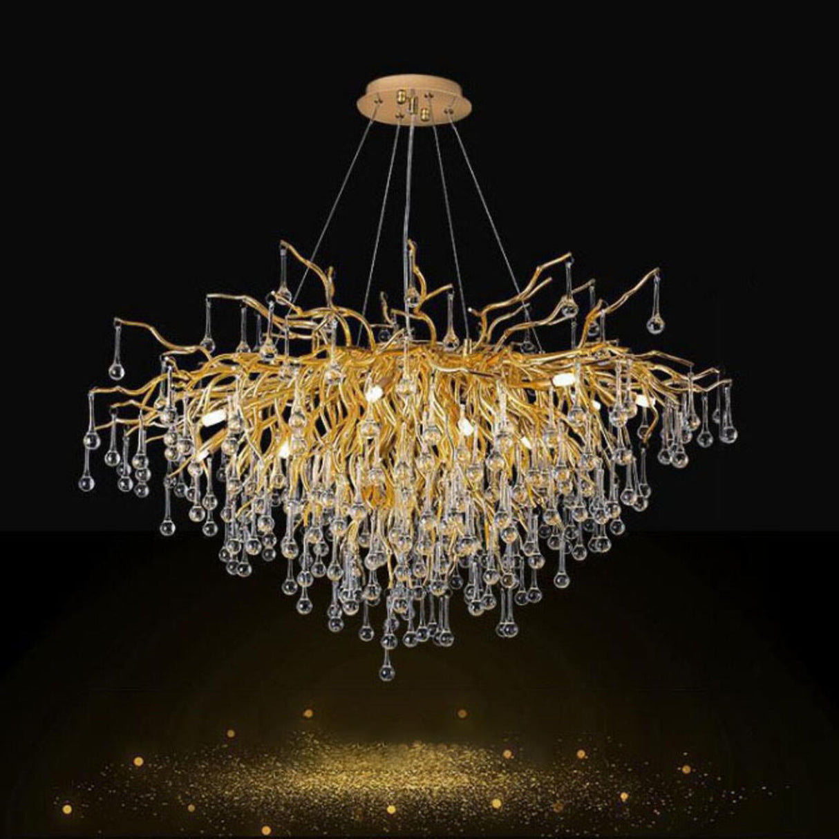 Luxury Gold Branch Crystal Raindrop Pendant Chandelier  Image - 3