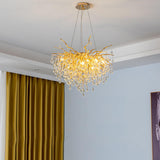 Luxury Gold Branch Crystal Raindrop Pendant Chandelier  Image - 6