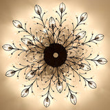 Luxury Gold Branch Leaf Crystal Semi-Flush Mount Light Image - 10