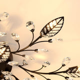 Luxury Gold Branch Leaf Crystal Semi-Flush Mount Light Image - 16