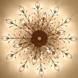 Luxury Gold Branch Leaf Crystal Semi-Flush Mount Light Image - 20